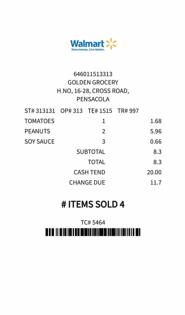 grocery-walmart-receipt template