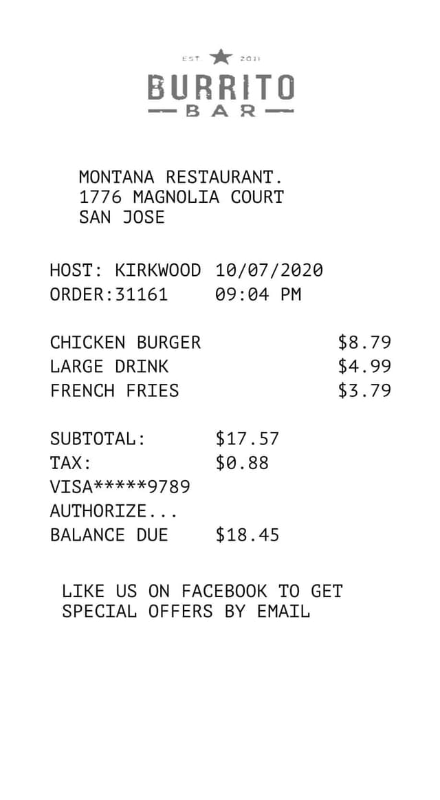 Restaurant-Custom Logo Receipt template