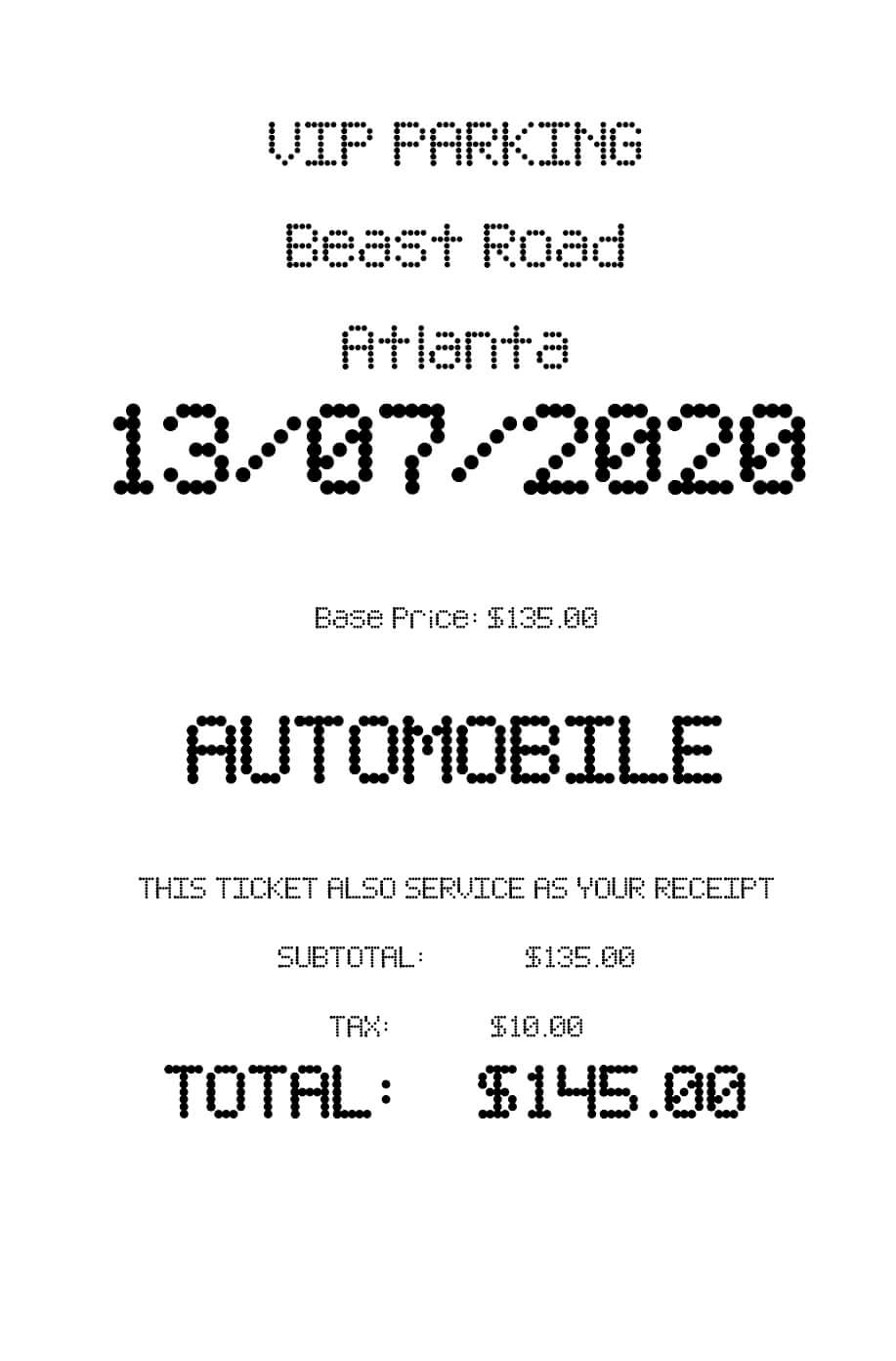 Parking receipt template