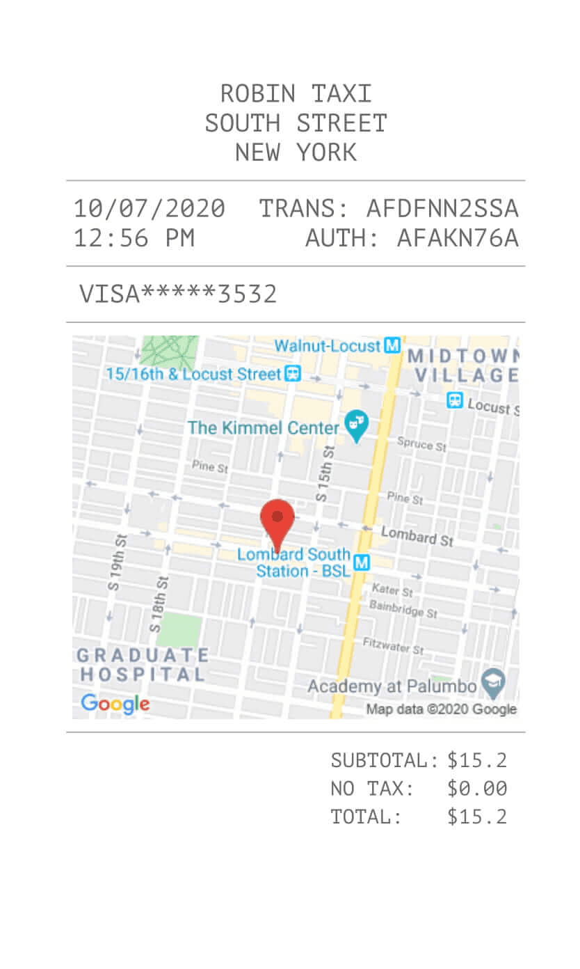 Taxi receipt template