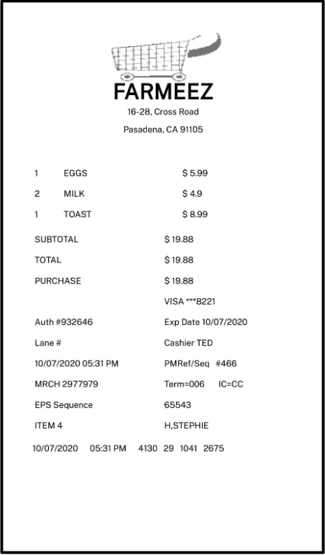 Grocery Sample Receipts 1