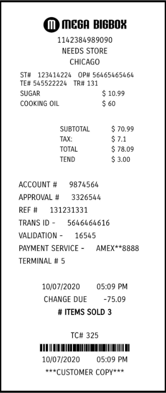 Grocery Sample Receipts