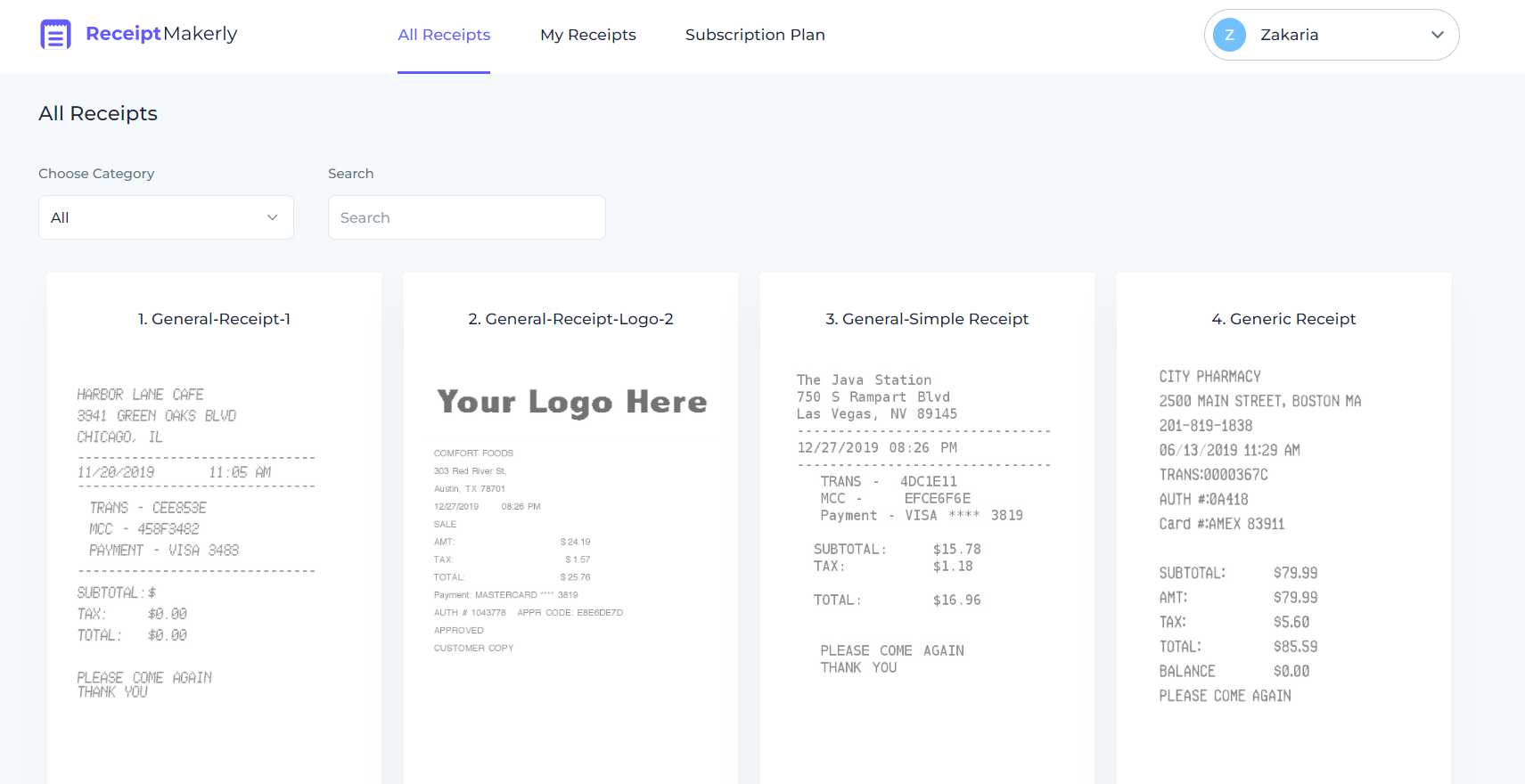 Receipt Templates In Receiptmakerly