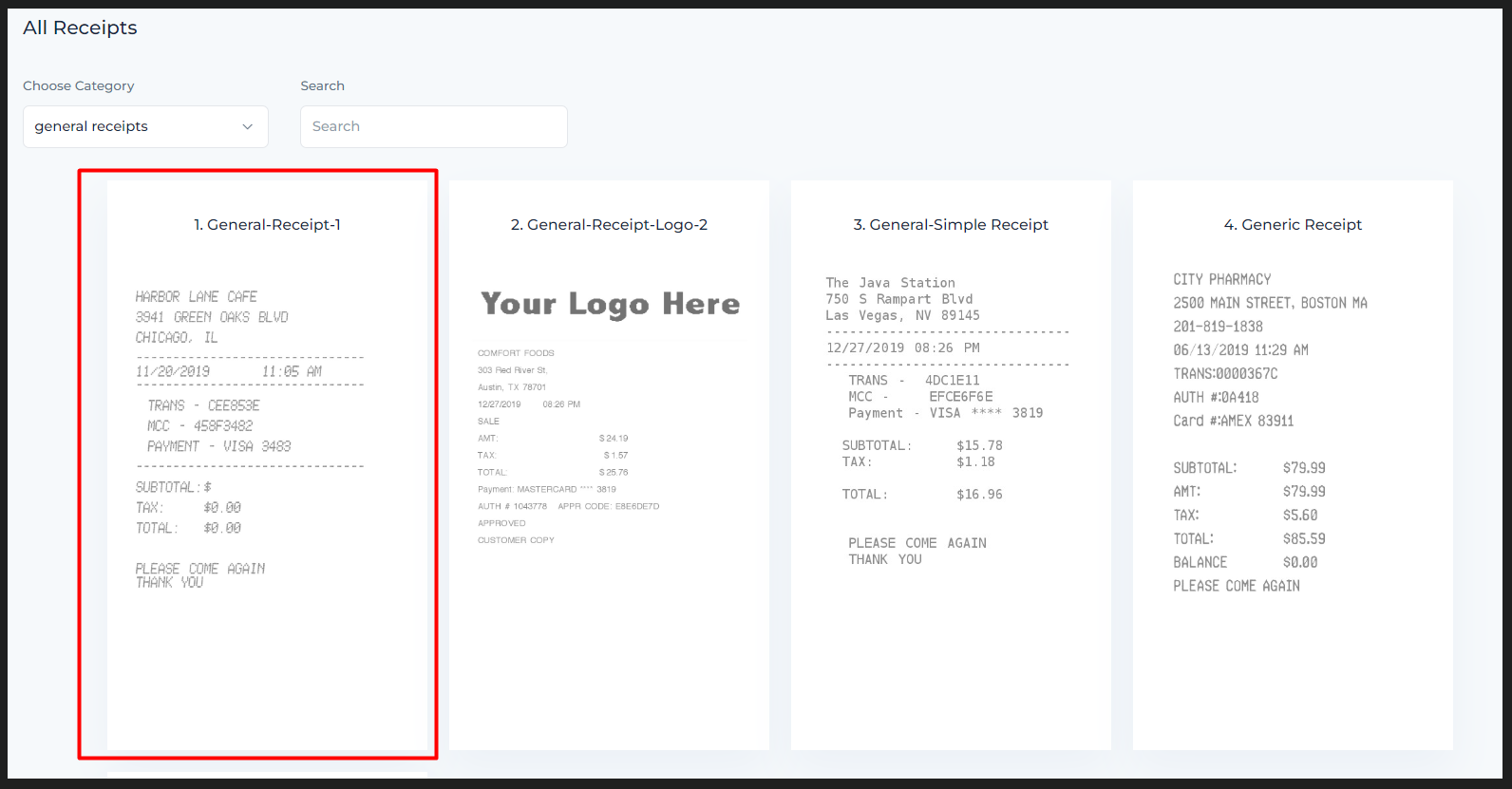 General Receipt 1 template in Receiptmakerly