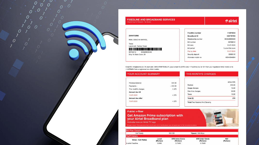 Phone Internet Receipt